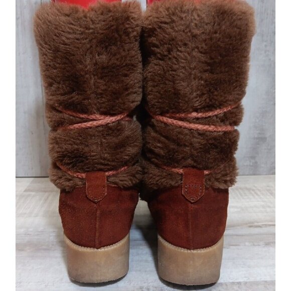 ✅VTG HIPPIE BOOTS BROWN Suede Leather Faux Fur Lining Women's Size 8 *NO INSOLES - Picture 9 of 15